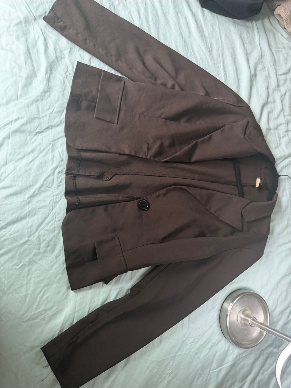 Women's Coffee Brown One Button Blazer Jacket S Career Office Business Casual